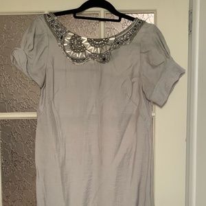 BCBG Light Grey Dress with beautiful collar detailing